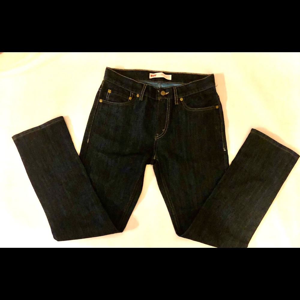 Levis 511 Jeans Womens 14 Reg 27 x 27 Slim Denim Red Tab Strauss Dark Wash NWOT